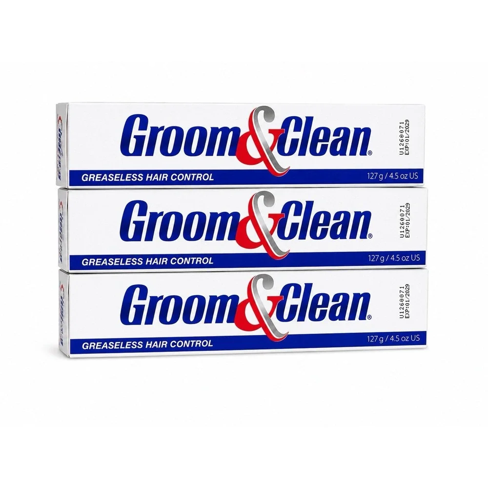 Groom and Clean Greaseless Hair Control Cream 4.5oz Mens Styling Exp 01/2029